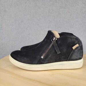 Ecco Womens Soft 7 Ankle Boots Booties Black Flat‎ Heel Zip 5-5.5 EU 36 Nubuck